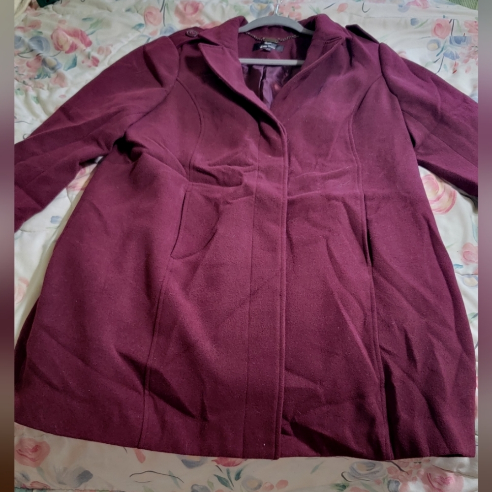 David Basso Large Deep Wine Red Coat - image 3